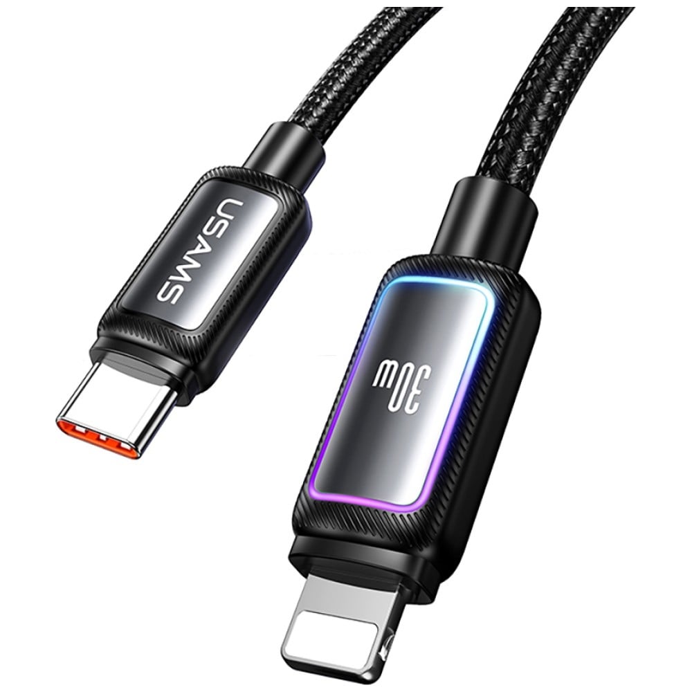 USAMS Καλώδιο USB-C σε Lightning SJ816 U110 RGB Γρήγορης Φόρτισης 30W Αλουμινίου 1.2 m Λευκό - Image 3