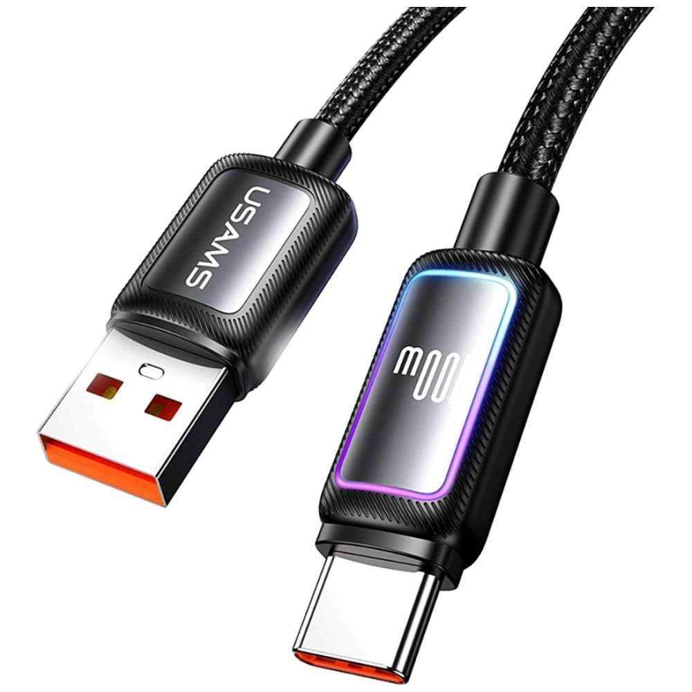USAMS SJ817 U110 Καλώδιο USB-A σε USB-C Γρήγορης Φόρτισης 100W RGB 1.2 m Μαύρο - Image 2