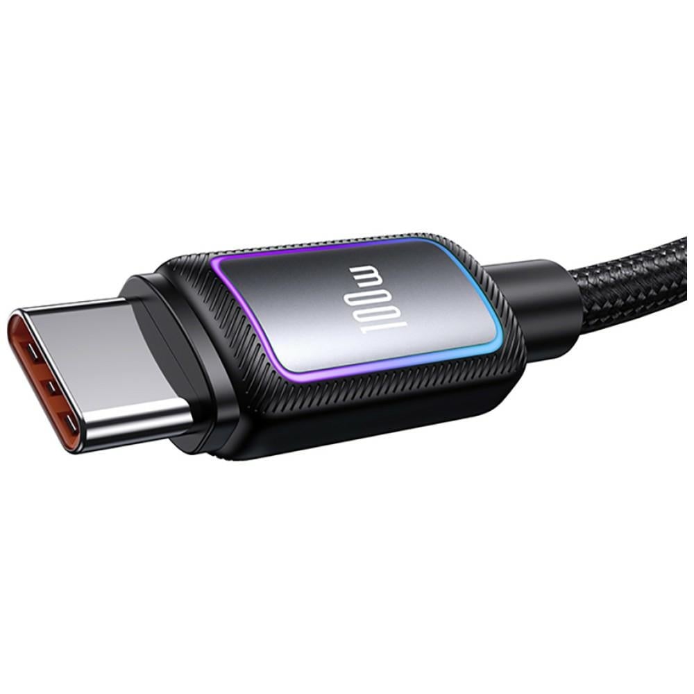 USAMS SJ817 U110 Καλώδιο USB-A σε USB-C Γρήγορης Φόρτισης 100W RGB 1.2 m Μαύρο - Image 4