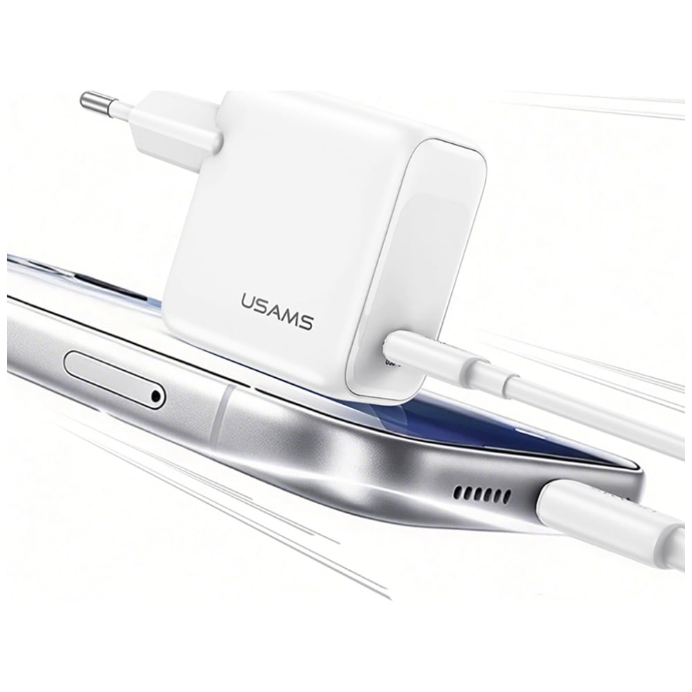 USAMS CC339 T76 Φορτιστής Τοίχου 45W GaN USB-C Λευκός - Image 2