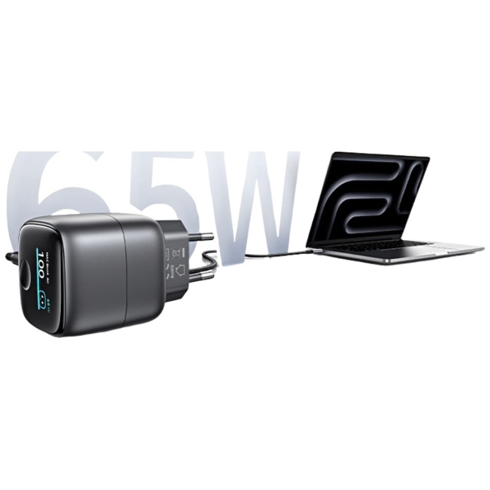 USAMS CC338 T75 65W GaN Φορτιστής Τοίχου USB-C με Έξυπνη Ψηφιακή Οθόνη Ταχείας Φόρτισης Tarnish - Image 4