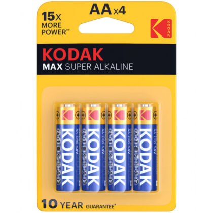 Kodak - Αλκαλικές Μπαταρίες Max Super, AA / LR6, Συσκευασία 4 Τεμαχίων