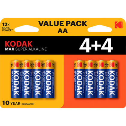 Kodak - Αλκαλικές Μπαταρίες Max Super, AA / LR6, Συσκευασία 8 Τεμαχίων