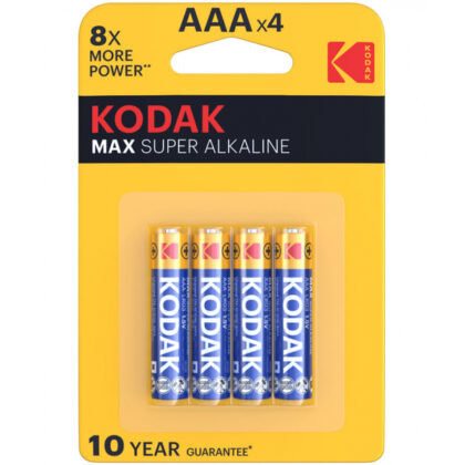 Kodak Max Super Αλκαλικές Μπαταρίες AAA / LR3, Συσκευασία 4 Τεμαχίων