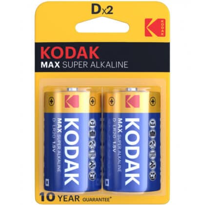 Kodak Max Super Αλκαλικές Μπαταρίες LR20, Συσκευασία 2 Τεμαχίων