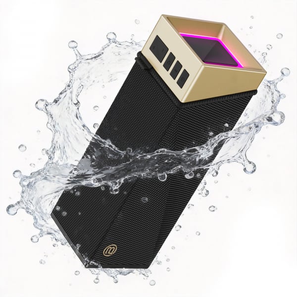 Bugani Brief Bluetooth ηχείο 60W αδιάβροχο RGB μαύρο χρυσό - Image 2