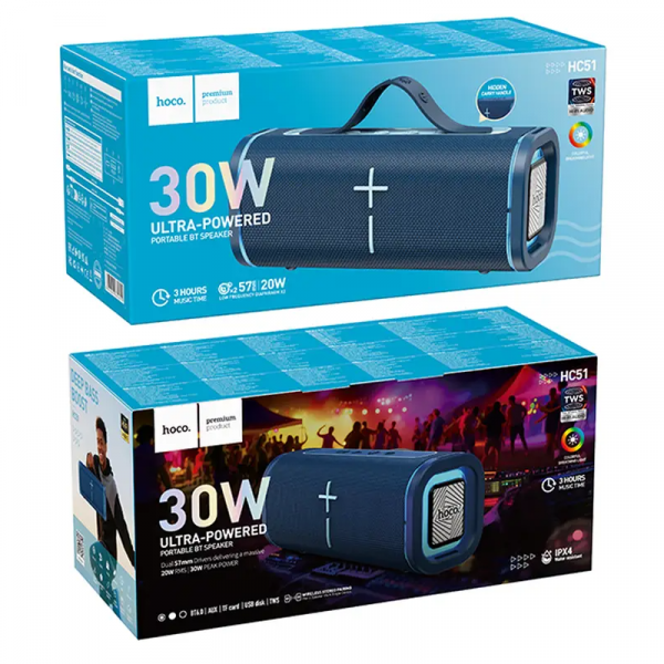Hoco HC51 Bluetooth ηχείο 30W TWS RGB μπλε - Image 5