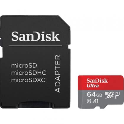 SanDisk Ultra microSDXC Κάρτα Μνήμης Android A1 με Αντάπτορα 64Gb Class 10 / UHS-1 U1 SDSQUAB-064G-GN6MA