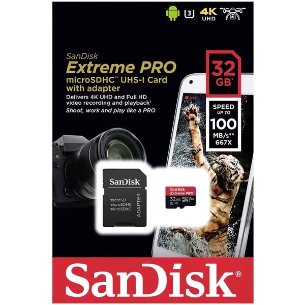 SanDisk Extreme Pro microSDHC Κάρτα Μνήμης 32GB, Class 10 / UHS-1 U3, SDSQXCG-032G-GN6MA - Image 4