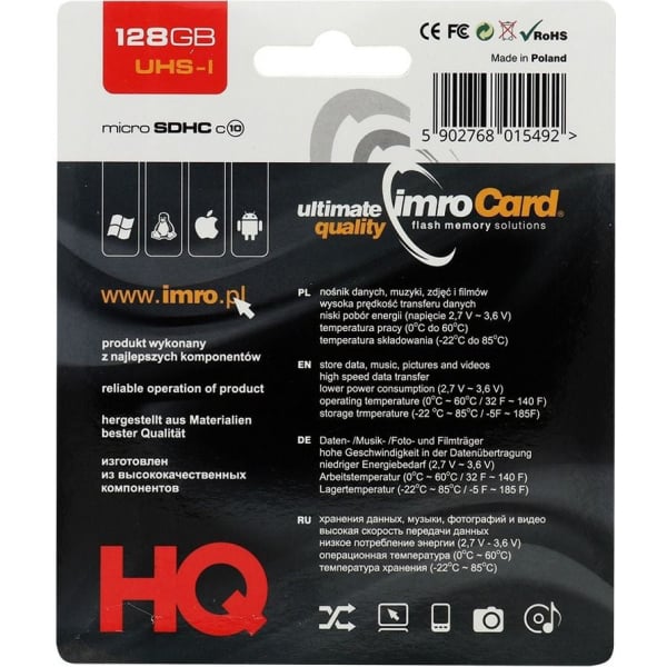 Imro microSDXC Κάρτα Μνήμης 128GB με Αντάπτορα, Class 10 / UHS-I U1 - Image 2