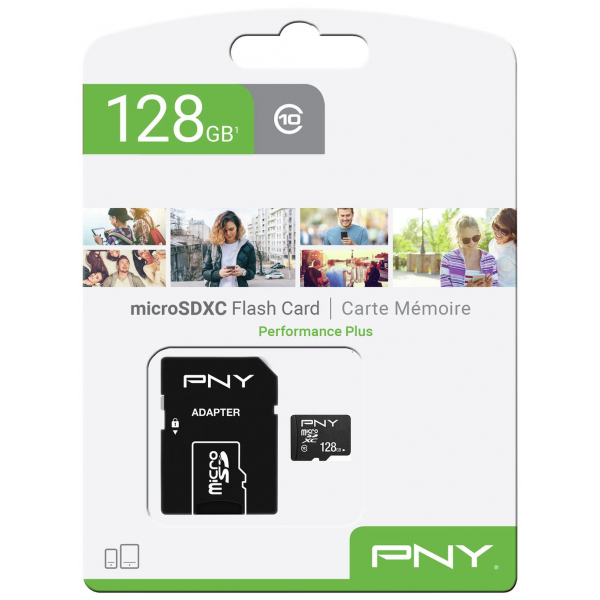 PNY Performance Plus microSDXC Κάρτα Μνήμης 128GB με Αντάπτορα, Class 10 - Image 2