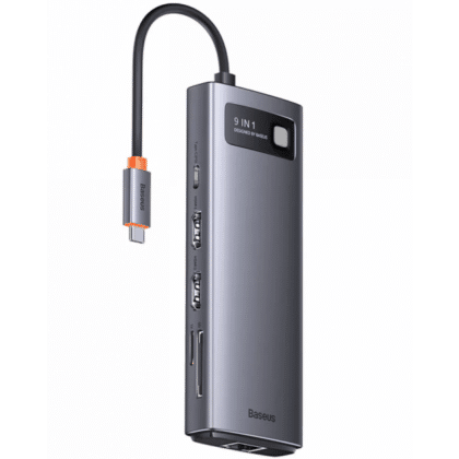 Baseus Joystar USB-C Hub 2 x USB-A 3.2 - 1 x USB-A - 1 x USB-C - 2 x HDMI - 1 x RJ45 - 1 x SD - 1 x microSD Γκρι