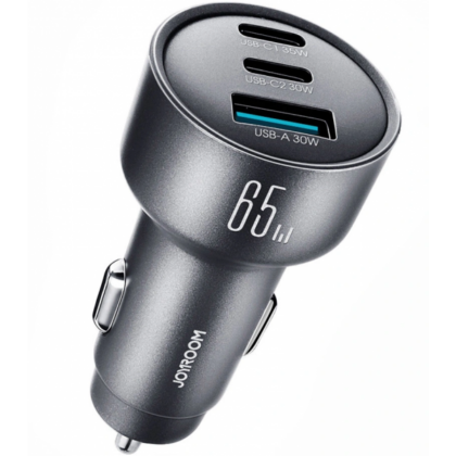 Joyroom JR-CCN19 Φορτιστής Αυτοκινήτου 65W 3A, 1 x USB-A - 2 x USB-C, Γκρι