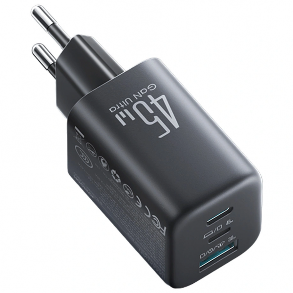 Joyroom JR-TO1 Φορτιστής Τοίχου 45W 3A Lightning USB-A USB-C Μαύρο - Image 5