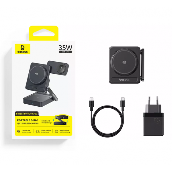 Baseus PicoGo AF21 Ασύρματος Φορτιστής 3σε1 35W Μαύρο E0205401 - Image 5