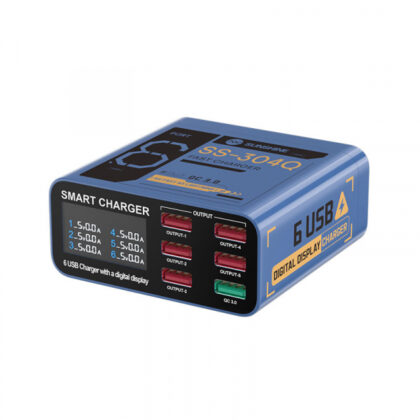 Sunshine SS-304Q Επιτραπέζιος Φορτιστής 30W, 6 x USB-A, Μπλε