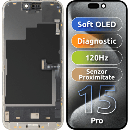 MP Οθόνη LCD Soft OLED FHD 120Hz για Apple iPhone 15 Pro, Μαύρη