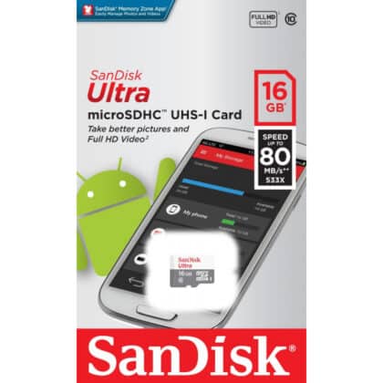 SanDisk Ultra microSDHC Κάρτα Μνήμης 16GB Class 10, SDSQUNS-016G-GN3MN