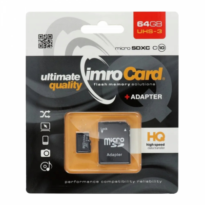 Imro microSDXC Κάρτα Μνήμης με Αντάπτορα 64Gb Class 10 / UHS-1 U3