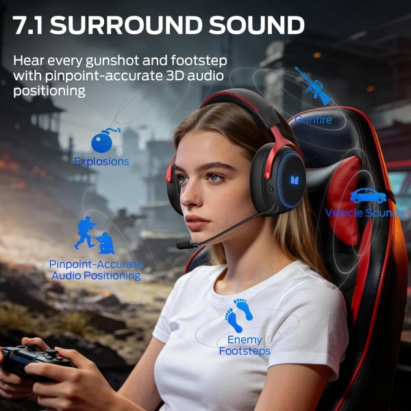 Monster Mission 350 Ασύρματα Ακουστικά Gaming BT / Wi-Fi / Ενσύρματα Μαύρα - Image 2